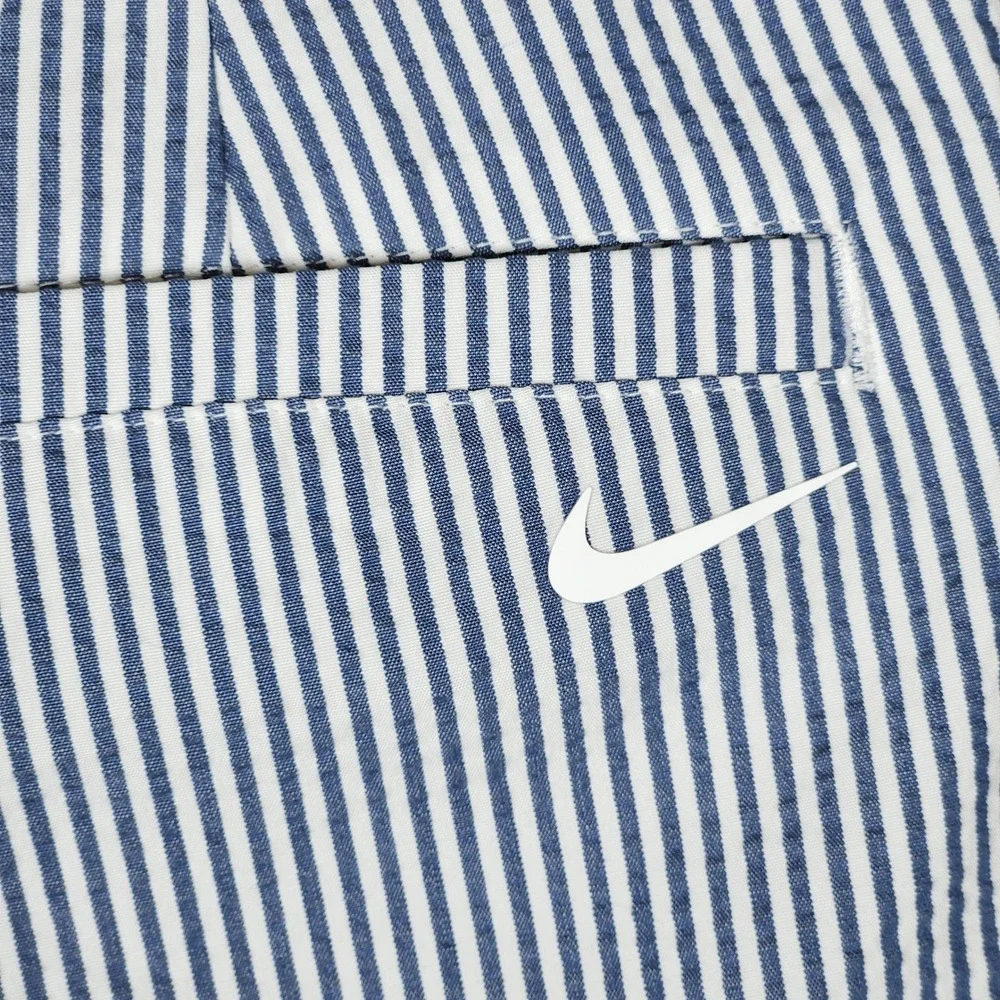 Nike Mens Blue White Seersucker Stripe Golf Shorts Stretch Preppy Size 35